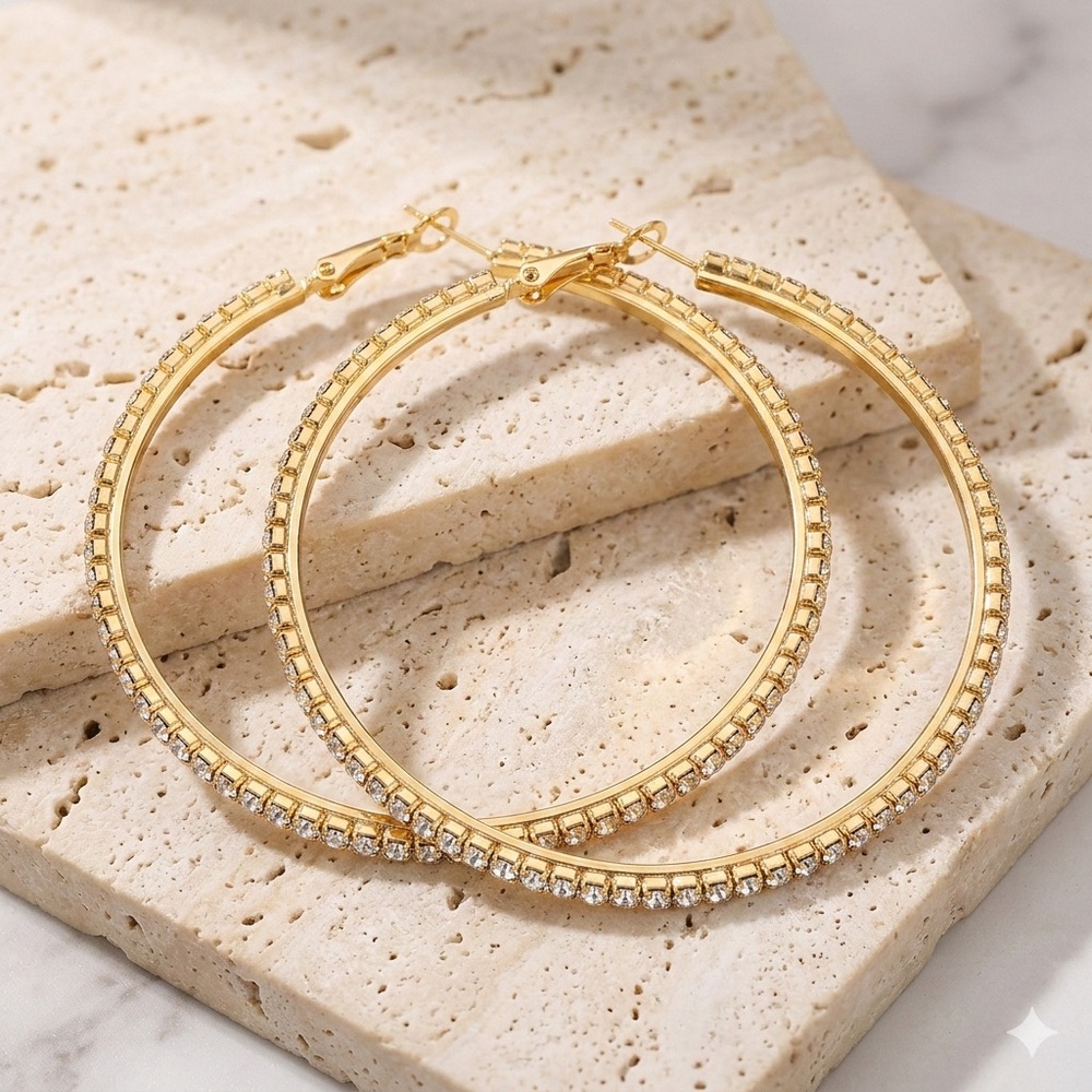 Gold and Silver Crystal Hoop Earrings